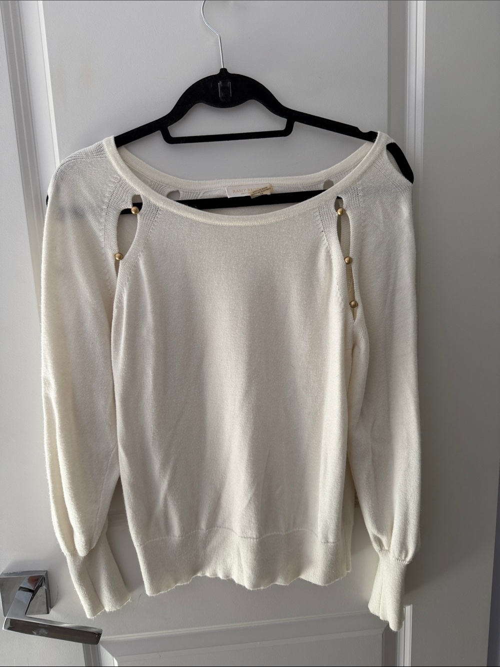 Ramy Brooke Cream Cutout Sweater